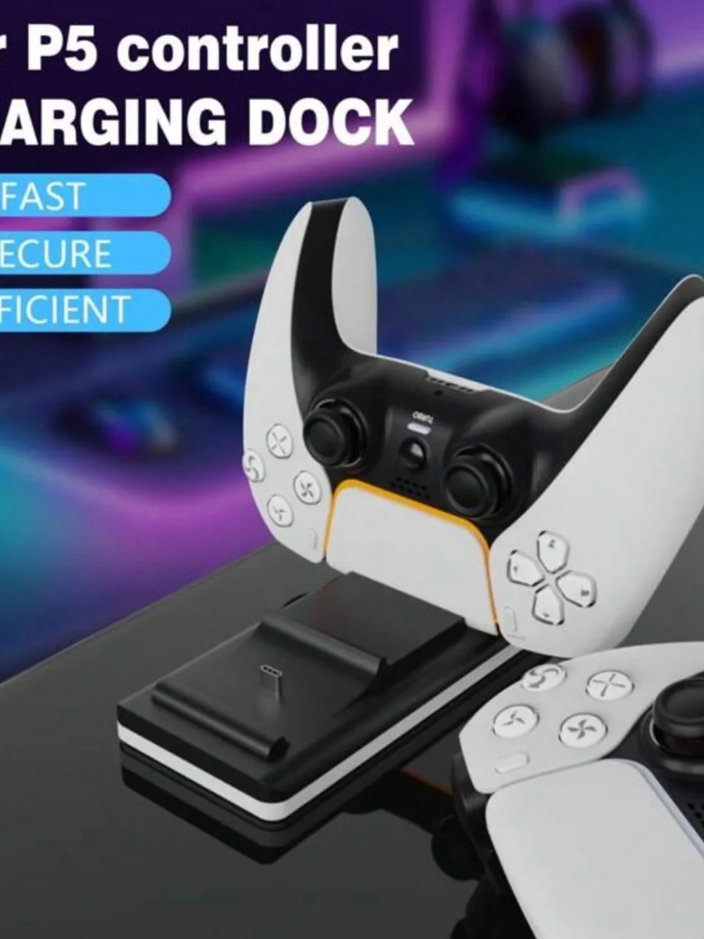 Dual Charging Dock for PS5 Controllers - White/Black
